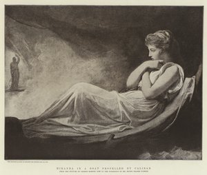 Miranda i en båd drevet af Caliban af George Romney